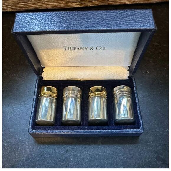 Tiffany & Co Estate Salt Pepper Shakers with Box Sterling Silver TIF742 - Picture 3 of 12